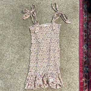 Pink floral, ruffled layered sundress, size M